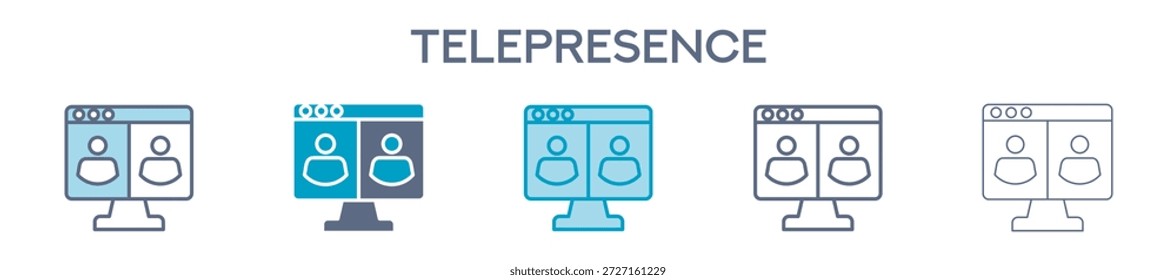 Elemento De Telepresença Para Gráfico De Design - Vários Estilos. Ilustração Vetorial De Duas Cores E Preto. Vários Designs De Ícones Podem Ser Usados Para Celular, Interface Do Usuário, Web