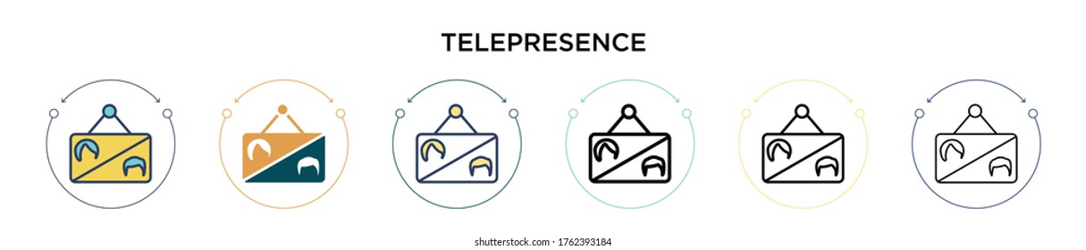 Telepresence icon in filled, thin line, outline and stroke style. Vector illustration of two colored and black telepresence vector icons designs can be used for mobile, ui, web
