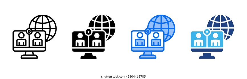 Telepresence icon set multiple style collection