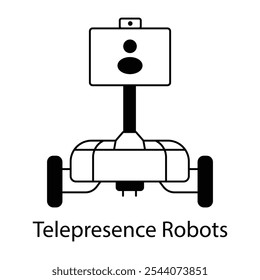 Ícone robô de telepresença - tela e câmera simbolizando o suporte à comunicação remota