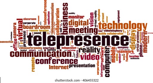 Telepresence word cloud concept. Vector illustration