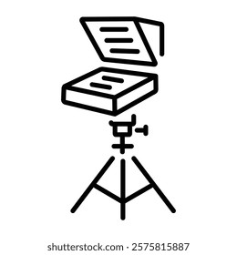 Teleprompter device icon in linear style 