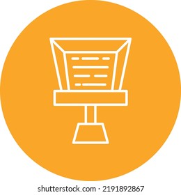 Imagen vectorial del icono de círculo de línea Teleprompter. También se puede usar para aplicaciones web, aplicaciones móviles y medios impresos.