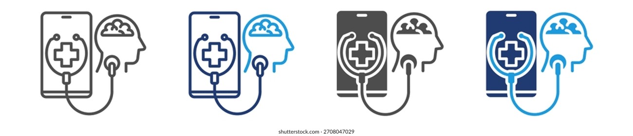ícone de telepsiquiatria definir vários estilos