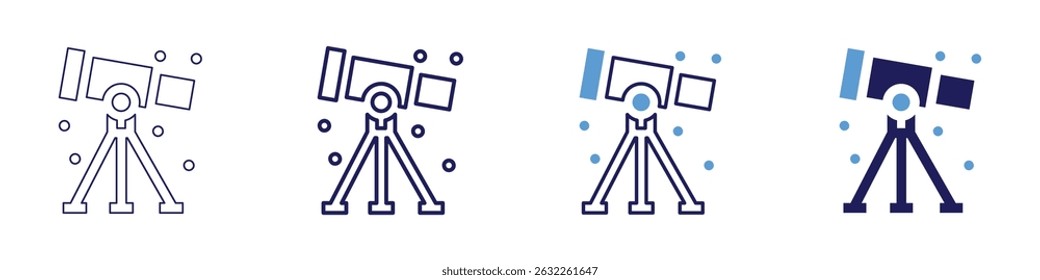 Telescope array icon in 4 different styles. Thin Line, Line, Bold Line, Duotone. Duotone style. Editable stroke.