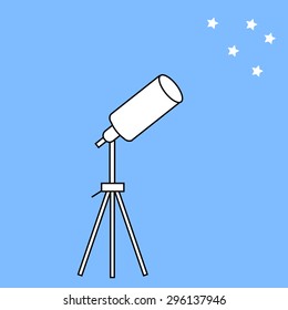 telescope astronomical instrument and stars. Tripod and apparatus for space surveillance