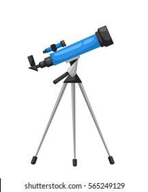 Telescopio para la astronomía aislado en blanco viendo las estrellas mira hacia un cielo nocturno estrellado