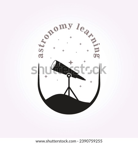 telescope astronomy logo design emblem, scope for space science learning illustration design