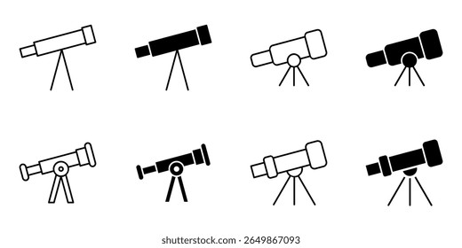 telescope, astronomy, observation icon set