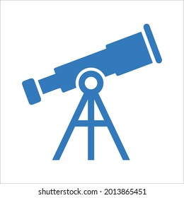 Telescope, astronomy, science icon. Blue color vector.