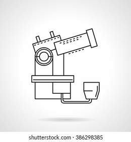 Telescope. Astronomy science. Planetarium equipment for celestial bodies observation. Flat thin line style vector icon. Single design element for website, business.