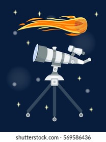 Telescope for astronomy science space discovery instrument vector illustration.