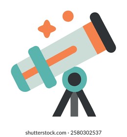 Telescope astronomy space observation isolated illustration