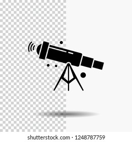 telescope, astronomy, space, view, zoom Glyph Icon on Transparent Background. Black Icon