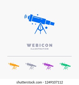 telescope, astronomy, space, view, zoom 5 Color Glyph Web Icon Template isolated on white. Vector illustration