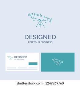 telescope, astronomy, space, view, zoom Business Logo Line Icon Symbol for your business. Turquoise Business Cards with Brand logo template