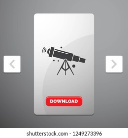 telescope, astronomy, space, view, zoom Glyph Icon in Carousal Pagination Slider Design & Red Download Button