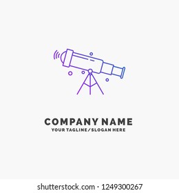 telescope, astronomy, space, view, zoom Purple Business Logo Template. Place for Tagline