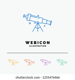 telescope, astronomy, space, view, zoom 5 Color Line Web Icon Template isolated on white. Vector illustration