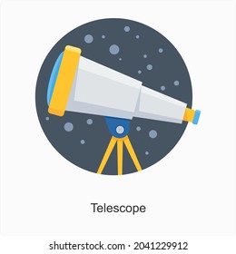 Concepto de telescopio o icono binocular