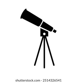 Telescope black and white flat vector icon design. Telescope symbol and glyph design