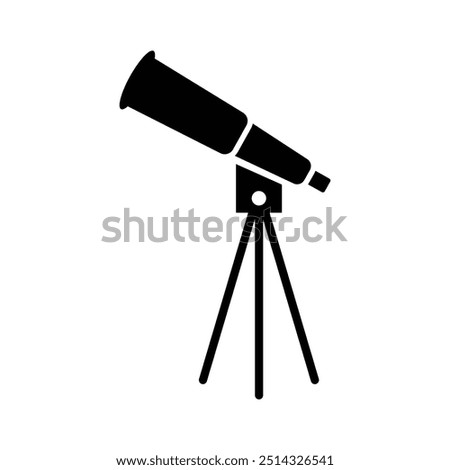 Telescope black and white flat vector icon design. Telescope symbol and glyph design