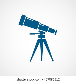 Telescope Blue Flat Icon On White Background