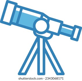 Icono azul del telescopio - Icono único, vector