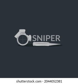Telescope and bullet sniper vector illustration
