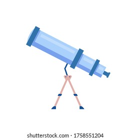 Telescope cartoon vector illustration. Tool to observe night sky. Planetarium instrument, astrological discovery. Spyglass flat color object. Device with magnifying lens isolated on white background