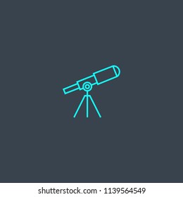 telescope concept blue line icon. Simple thin element on dark background. telescope concept outline symbol design from space exploration set. Can be used for web and mobile UI/UX