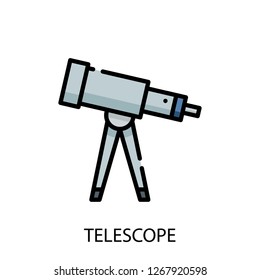 Telescope concept line icon. Simple element illustration. Telescope concept outline symbol design. Can be used for web and mobile UI/UX . Modern vector style. 
