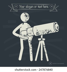 Telescope concept,human resource on old background,grunge vector
