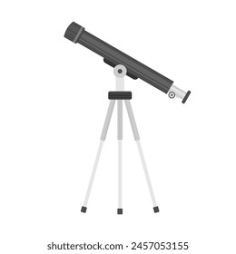 Teleskop, Gerät für Astronomie.  Optische Vorrichtung zur Überwachung, Spionage isoliert auf weißem Hintergrund. Bildung- und Astronomieelement, Spyglass und Studiensterne. farbige flache Vektorillustration