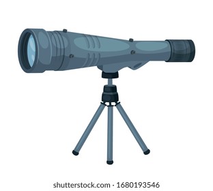 Telescope Device, Astronomy Science Magnifying Optical Equipment Vector Illustration