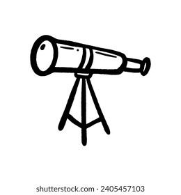 Telescope doodle hand drawn vector illustraton