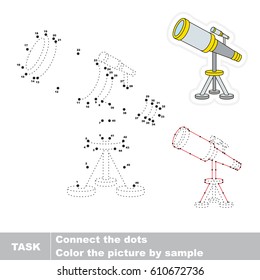 Telescope. Dot to dot educational game for kids.