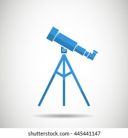 Telescope Flat design Icon Blue color vintage vector illustration