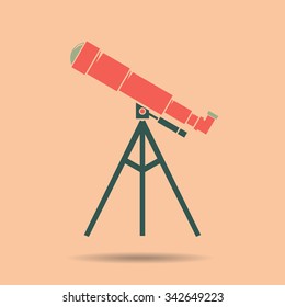 Telescope Flat design .  Icon  color vintage vector illustration