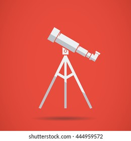 Telescope Flat design Icon White color vintage vector illustration