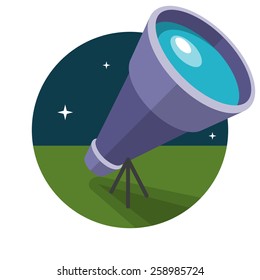 Telescope, Flat design, vector illustration, isolated on white background