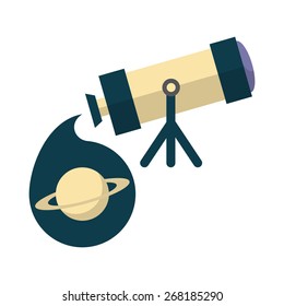 Telescope, Flat design, vector illustration, isolated on white background