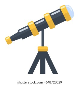 Telescope flat icon, astronomy and science, vector graphics, a colorful solid pattern on a white background, eps 10.