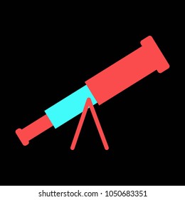 Telescope flat icon, Education and astronomy element, spyglass and study stars