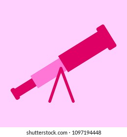 Telescope flat icon, Education and astronomy element, spyglass and study stars
