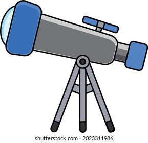 Telescope flat icon for education and astronomy element, spyglass and see the stars