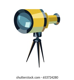 Telescope flat icon, Education and astronomy element, spyglass and study stars vector graphics, a colorful solid pattern on a white background