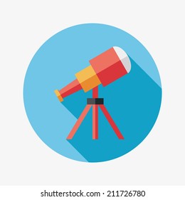 Telescope flat icon with long shadow,eps10