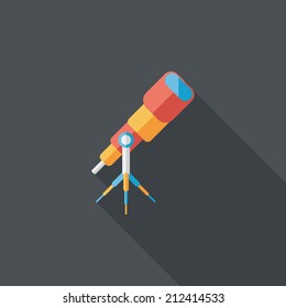 Telescope flat icon with long shadow,eps10