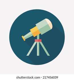 Telescope flat icon with long shadow,eps10